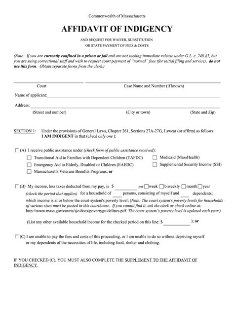 indigency form.